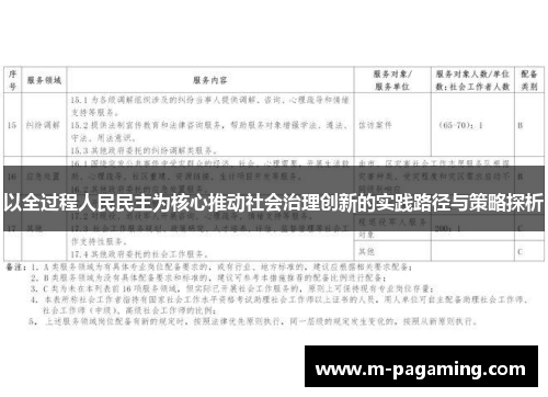 以全过程人民民主为核心推动社会治理创新的实践路径与策略探析