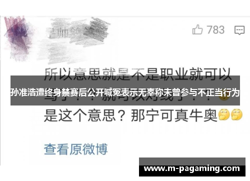 孙准浩遭终身禁赛后公开喊冤表示无辜称未曾参与不正当行为 孙准浩遭终身禁赛后公开喊冤表示无辜称未曾参与不正当行为